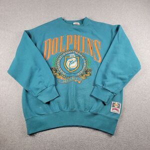 Vintage Miami Dolphins‎ NFL Sweater Adult Large Blue 1993 USA Made Nutmeg Mills